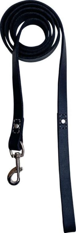 Hondenriem - 220cm – Zwarte Riem - Leren Hondenriem Met Stiksels – 100% Volnerfleer - Hond - Leer - Leder -Hondenserie Winkel 394x1200