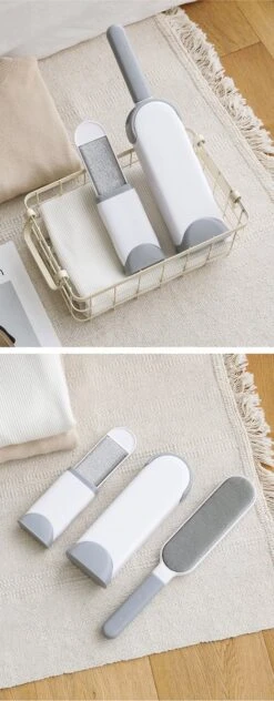 IGOODS - Pet Hair Remover - Hond & Kat Roller Brush - Dubbelzijdig Bont Ontharingsgereedschap Met Zelfreinigende Basis - Reismaatborstel - Voor Kleding - Bank - Tapijt - Autostoel GRIJS -Hondenserie Winkel 469x1200