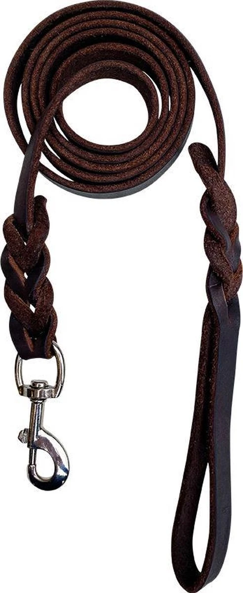 Hondenriem - 180cm - Bruin - Gevlochten Leren Hondenriem - 100% Volnerfleer - Hondenriem Leer - Leiband Hond 4 Hondenriem - 180cm - Bruin - Gevlochten Leren Hondenriem - 100% Volnerfleer - Hondenriem Leer - Leiband Hond - Afbeelding 2