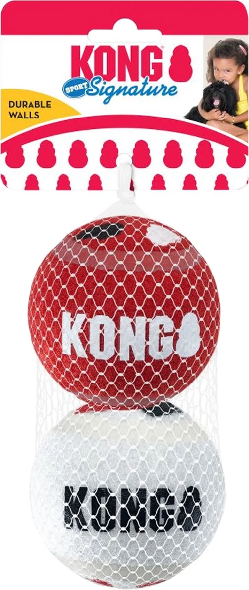KONG Signature Speelballen M - Steviger Dan Tennisballen - Niet Schurend Materiaal - Speelbal Voor Honden - 3 Stuks 5 KONG Signature Speelballen M - Steviger Dan Tennisballen - Niet Schurend Materiaal - Speelbal Voor Honden - 3 Stuks - Afbeelding 3
