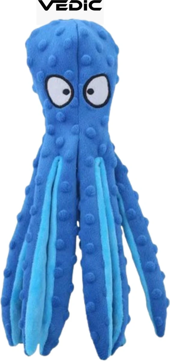 VEDIC® - Octopus Blauw Honden Knuffel - Piepspeelgoed - Geen Vulling - 32CM 3 VEDIC® - Octopus Blauw Honden Knuffel - Piepspeelgoed - Geen Vulling - 32CM