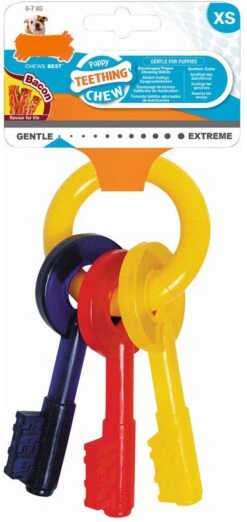 Nylabone Puppy Teething Key Flexible Geel&Blauw&Rood - Hondenspeelgoed - Wolf Tot 16kg -Hondenserie Winkel 568x1200