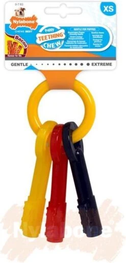 Nylabone Puppy Teething Key Flexible Geel&Blauw&Rood - Hondenspeelgoed - Wolf Tot 16kg -Hondenserie Winkel 577x1200