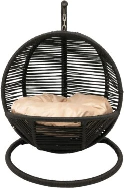 Merkloos Mini Hangstoel Swing Simba Kat / Hond Zwart | Creme Kussen