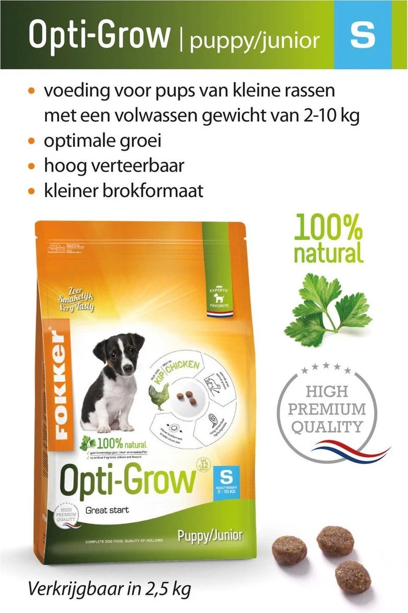 Fokker Dog Opti-Grow S Kip - Hondenvoer - 2.5 Kg 4 Fokker Dog Opti-Grow S Kip - Hondenvoer - 2.5 Kg - Afbeelding 2