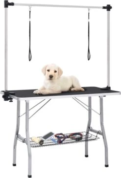 VIDAXL Hondentrimtafel Verstelbaar Met 2 Lussen En Opbergschap