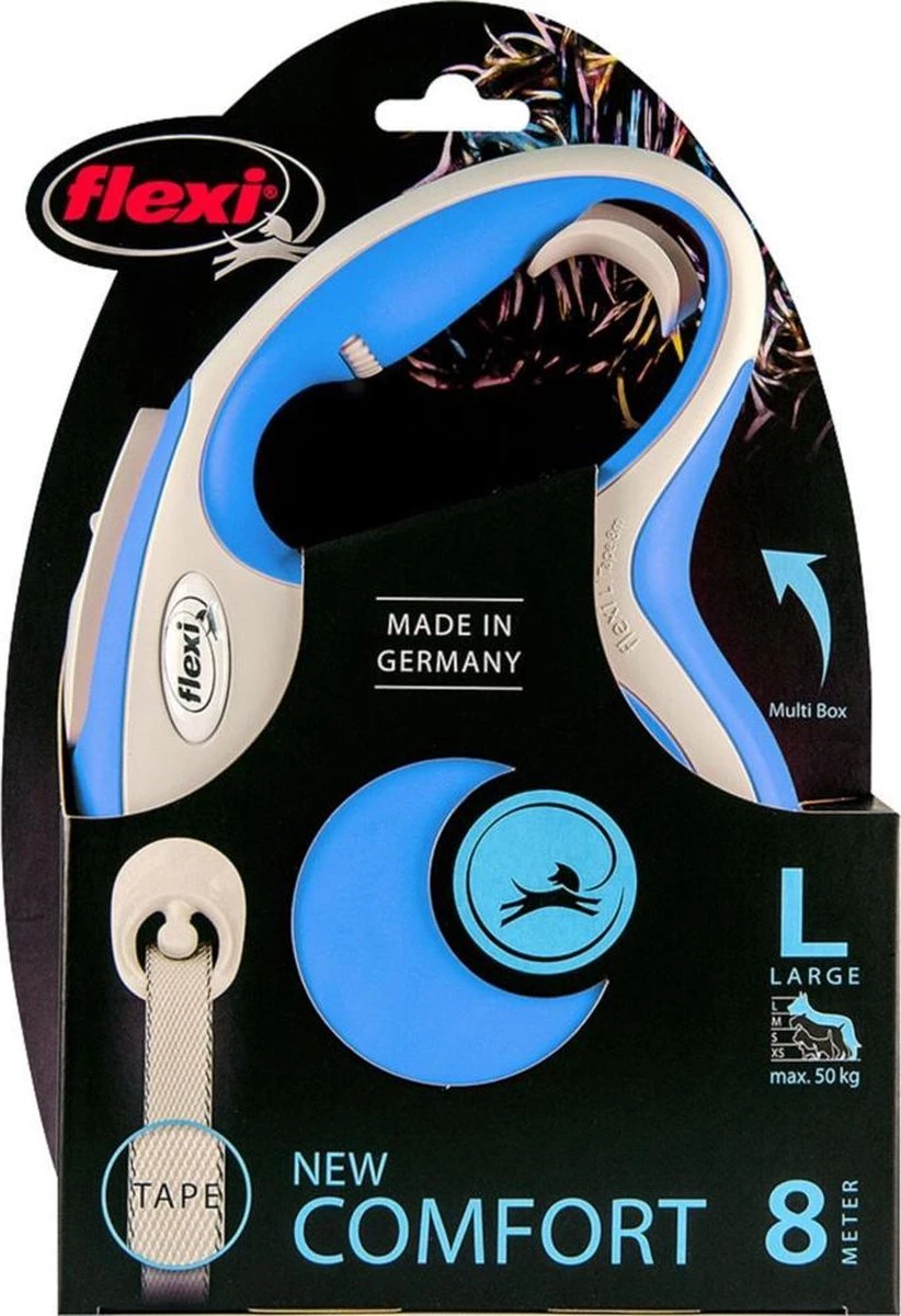 Flexi Rollijn New Comfort Tape L 8 M - Hondenriem - Blauw&Lichtgrijs 4 Flexi Rollijn New Comfort Tape L 8 M - Hondenriem - Blauw&Lichtgrijs - Afbeelding 2