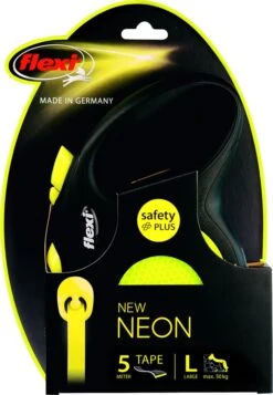 Flexi New Neon Tape - Hondenriem - Geel/Zwart - L - 5 M - (<50 Kg) -Hondenserie Winkel 830x1200