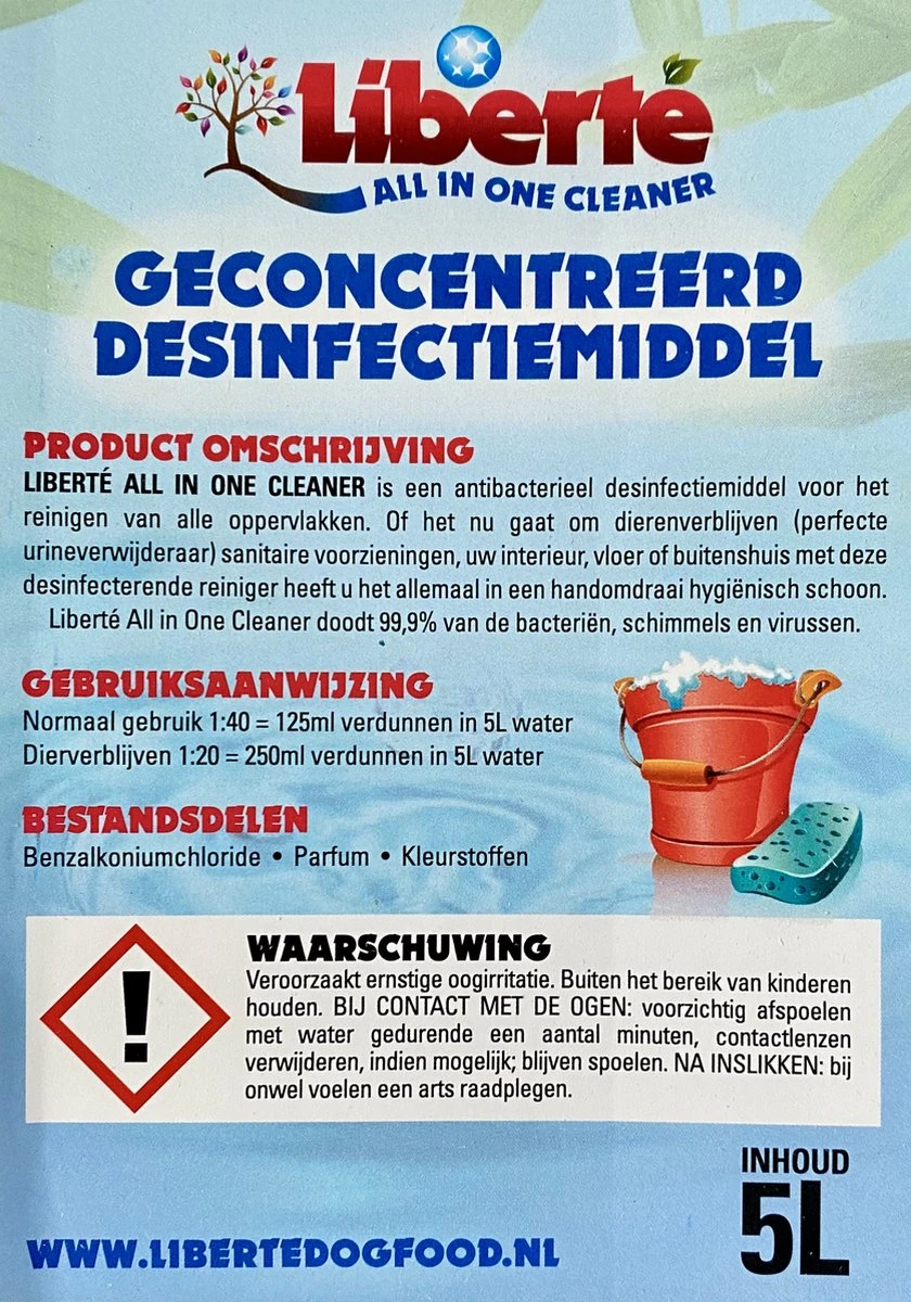 Geurverwijderaar - Liberté All In One Cleaner - Desinfectie - Dieren - Huis - Auto - Kantoor - Schoonmaakmiddel - 5L - Vanilla & Wild Berry 5 Geurverwijderaar - Liberté All In One Cleaner - Desinfectie - Dieren - Huis - Auto - Kantoor - Schoonmaakmiddel - 5L - Vanilla & Wild Berry - Afbeelding 3
