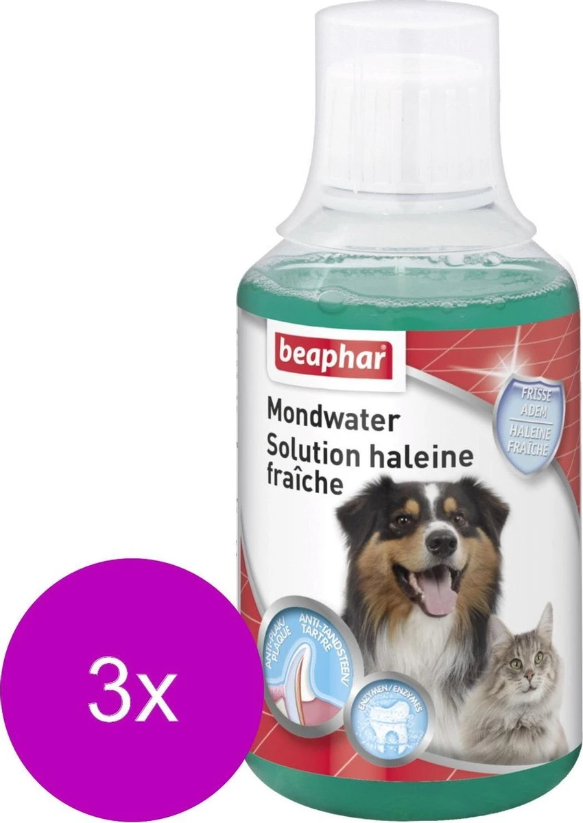 Beaphar Mondwater Hond/Kat - Gebitsverzorging - 3 X 250 Ml 5 Beaphar Mondwater Hond/Kat - Gebitsverzorging - 3 X 250 Ml - Afbeelding 3