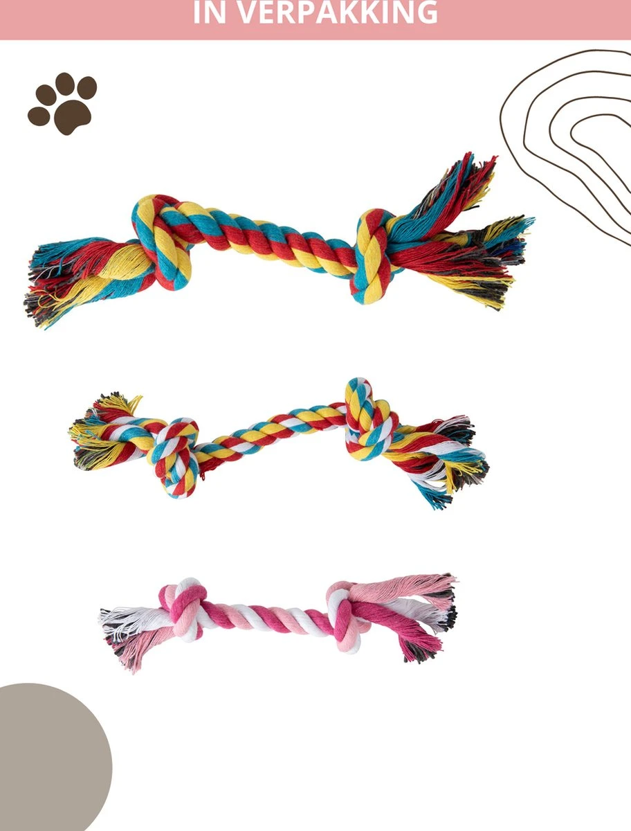 Speeltouw Hond - 3 Stuks - Speelgoed Hond - Flostouw - Hondenspeelgoed - Puppy - Trektouw 11 Speeltouw Hond - 3 Stuks - Speelgoed Hond - Flostouw - Hondenspeelgoed - Puppy - Trektouw - Afbeelding 9
