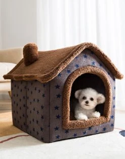 Château Animaux® Hondenhuis - Kattenhuis - 50 X 40x 46 Cm - Dierenhuis - Kattenhok - Hondentent - Hondenhuisjes Voor Binnen - Bruin -Hondenserie Winkel 948x1200