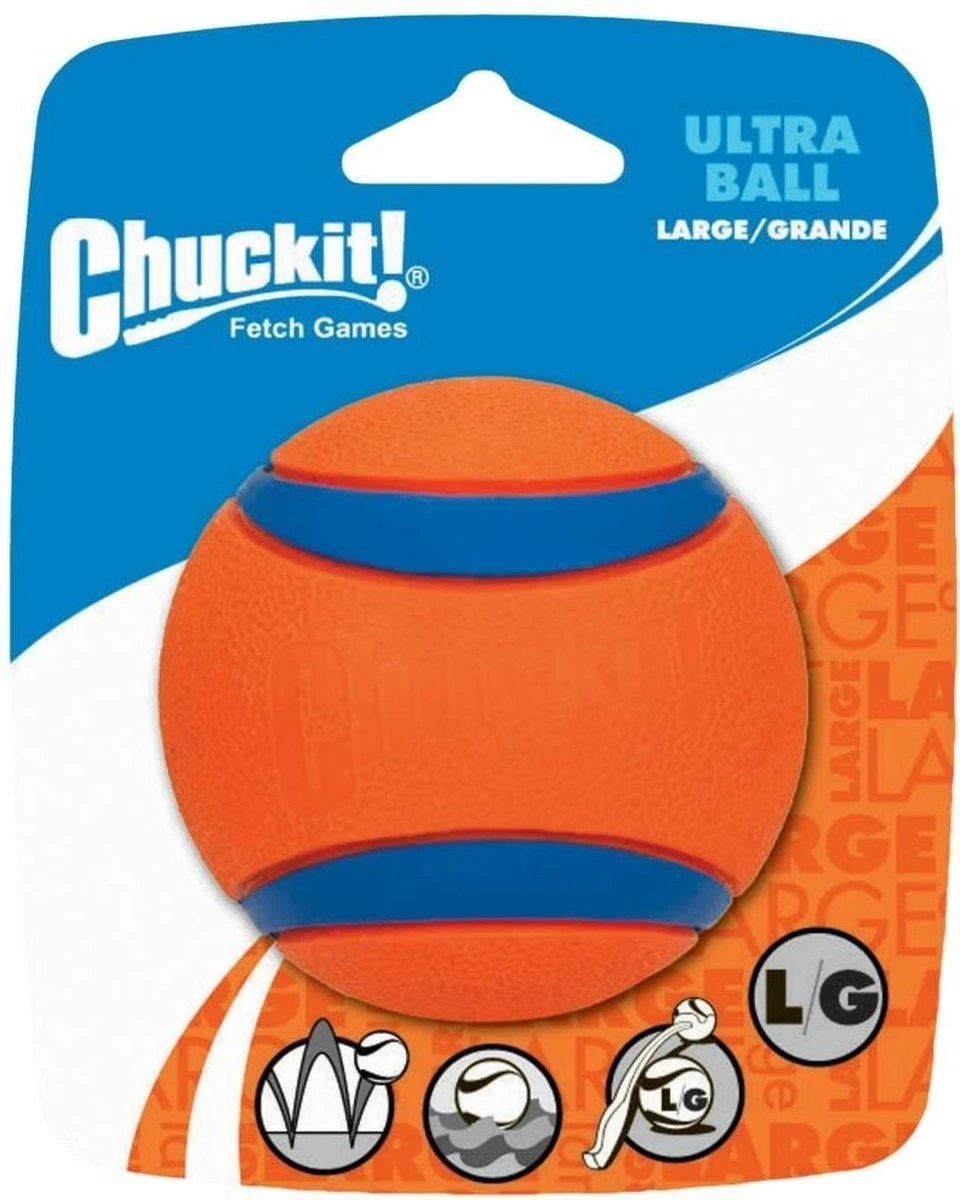 Chuckit! Ultra Ball L – Honden Speelgoed – Apporteren – Drijft Op Water – Stuitert – Veilig Voor Gebit – Honden Bal – Ideaal Met De Ballenwerper – Ø 7cm – Oranje/Blauw – Apporteerspeelgoed – 2-Pack 4 Chuckit! Ultra Ball L – Honden Speelgoed – Apporteren – Drijft Op Water – Stuitert – Veilig Voor Gebit – Honden Bal – Ideaal Met De Ballenwerper – Ø 7cm – Oranje/Blauw – Apporteerspeelgoed – 2-Pack - Afbeelding 2