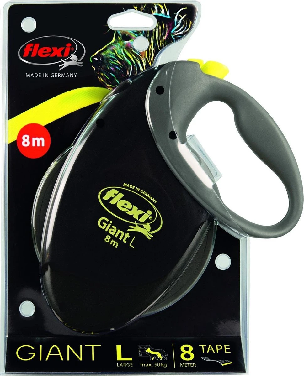 Flexi Giant Tape - Hondenriem - Zwart/Geel - L - 8 Meter - Voor Honden Tot 50 Kg 3 Flexi Giant Tape - Hondenriem - Zwart/Geel - L - 8 Meter - Voor Honden Tot 50 Kg