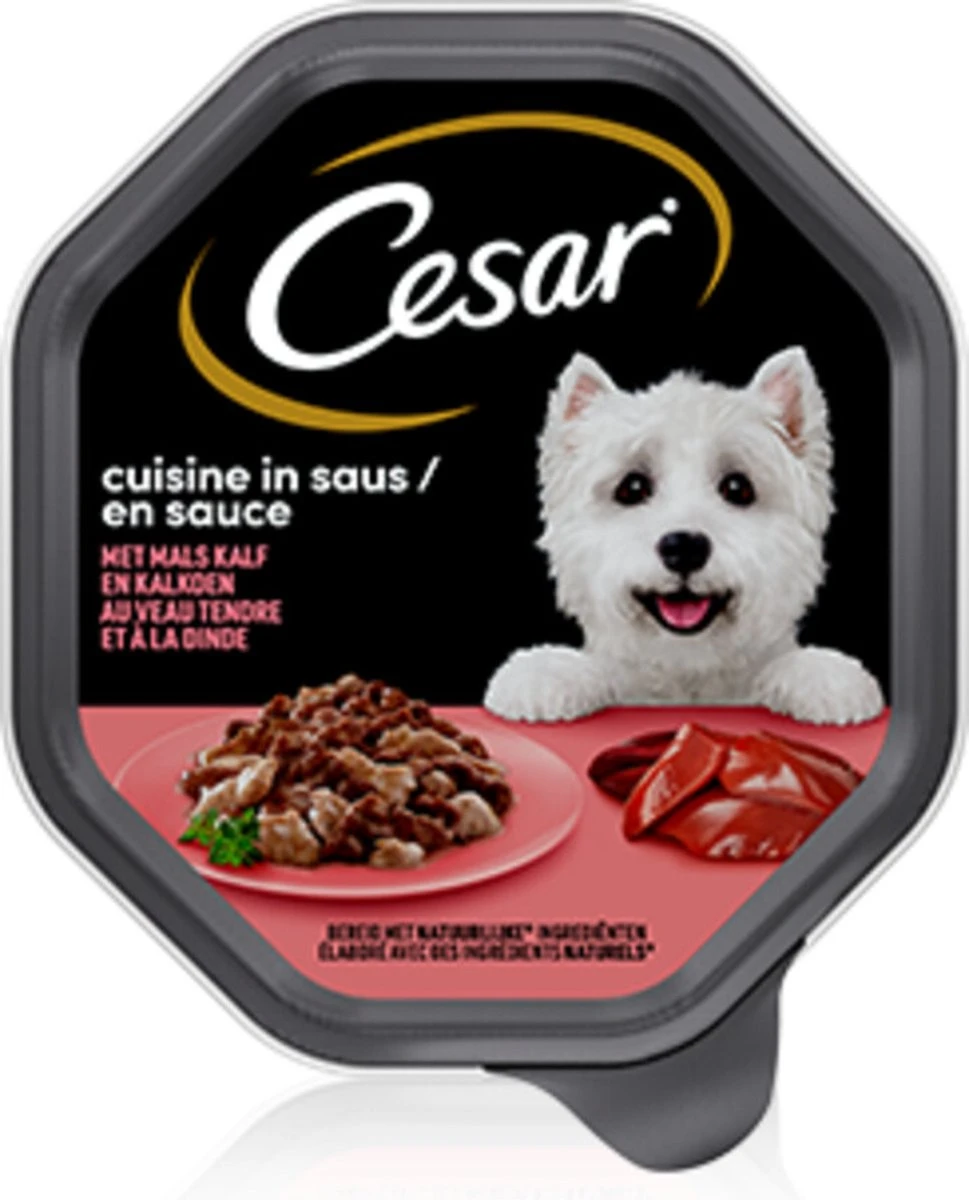 Cesar Cuisine Honden Natvoer - Kalf & Kalkoen In Saus - 14 X 150 Gr 6 Cesar Cuisine Honden Natvoer - Kalf & Kalkoen In Saus - 14 X 150 Gr - Afbeelding 4