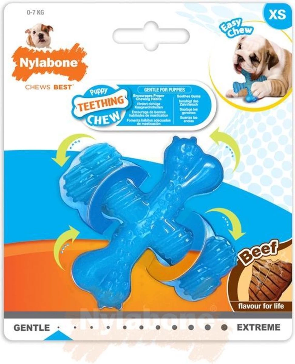 Nylabone Flexi Voor Honden Puppy Teething X Bone Beef Tot 11 Kg 3 Nylabone Flexi Voor Honden Puppy Teething X Bone Beef Tot 11 Kg
